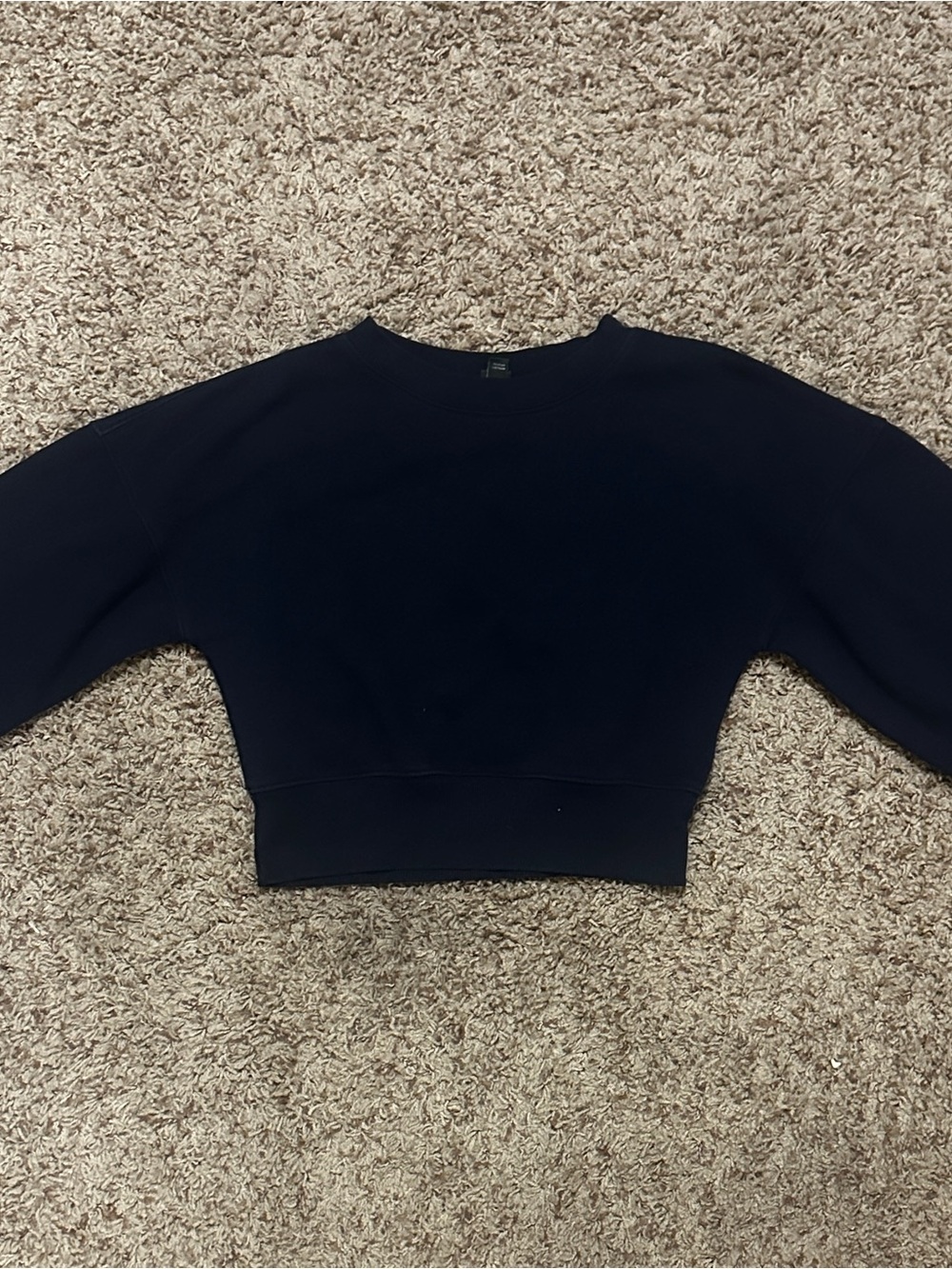Cropped Navy Crewneck Sweatshirt